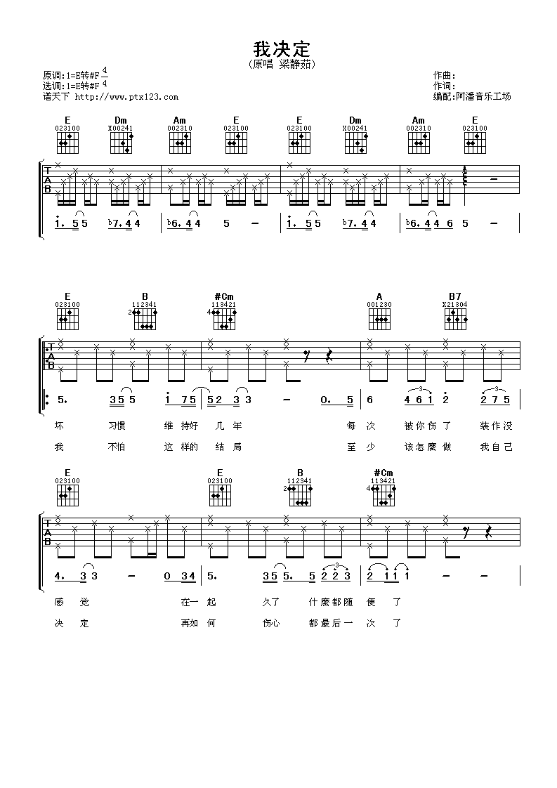 我决定 吉他谱 - 第1张