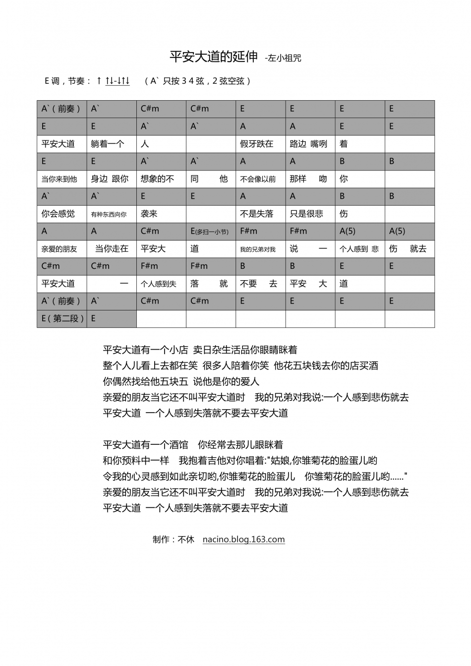 平安大道的延伸 吉他谱 - 第1张