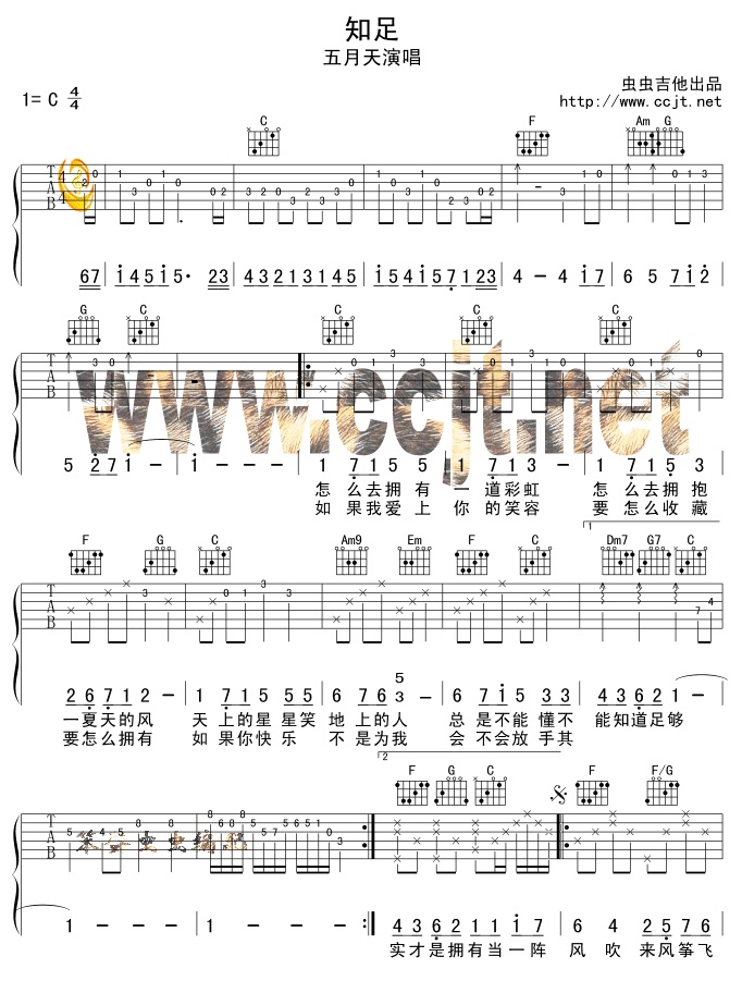 知足 吉他谱 - 第1张
