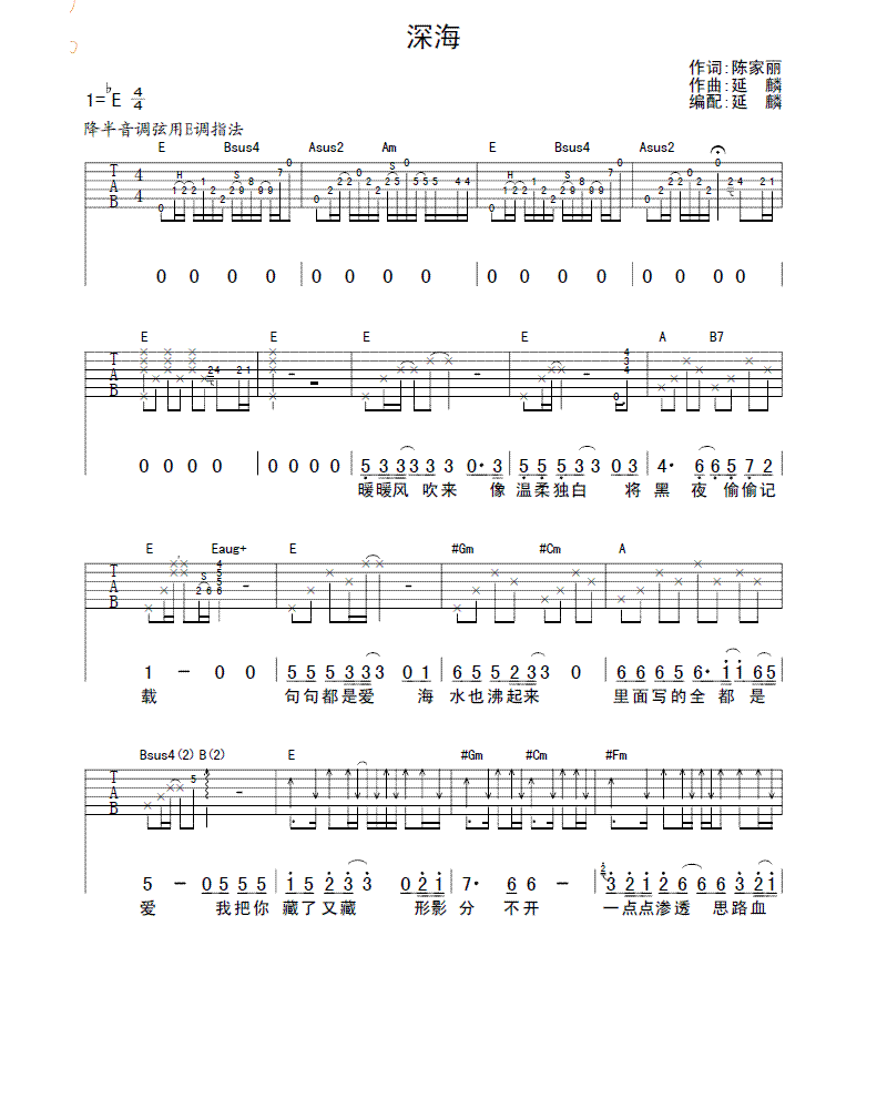 深海 吉他谱 - 第1张