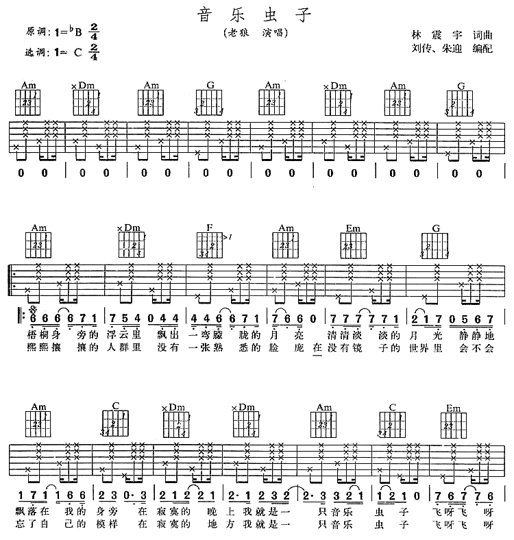 音乐虫子 吉他谱 - 第1张