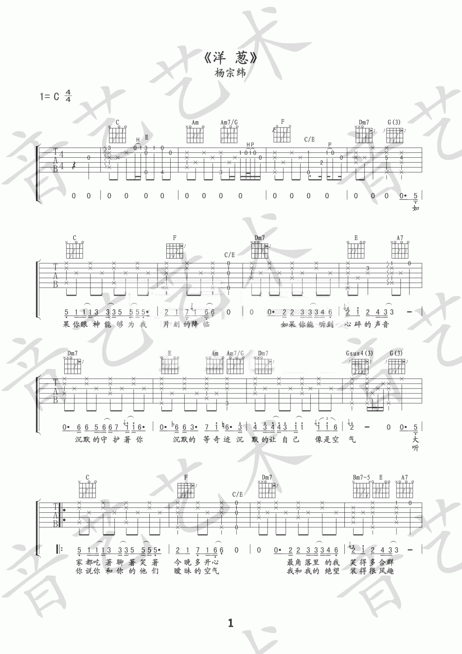 洋葱 吉他谱 - 第1张