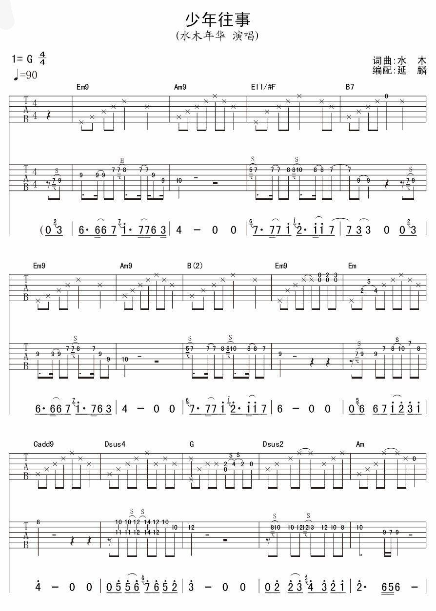 少年往事 吉他谱 - 第1张
