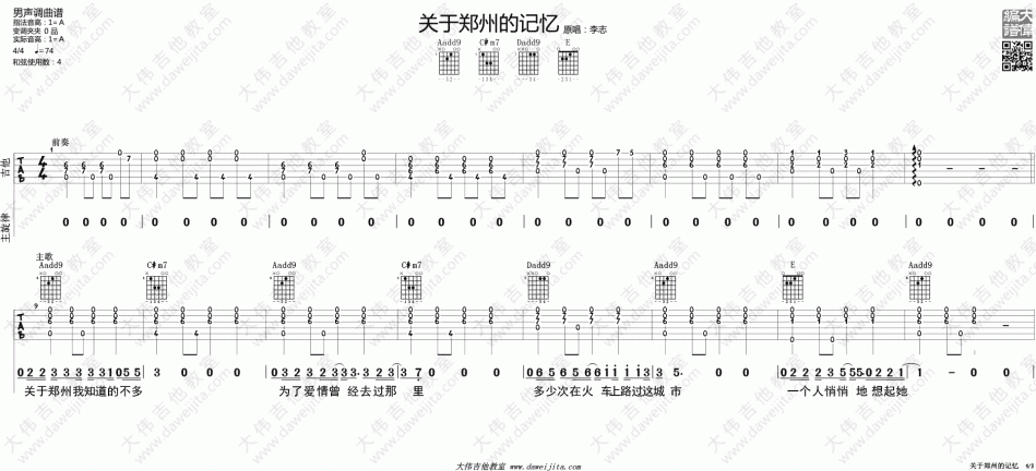 关于郑州的记忆 吉他谱 - 第1张