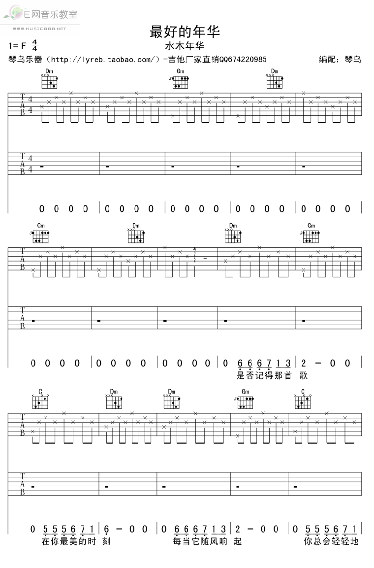 最好的年华 吉他谱 - 第1张