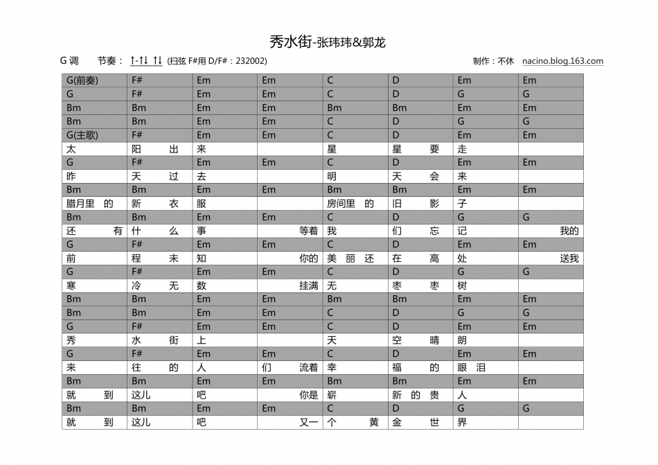 秀水街 吉他谱 - 第1张