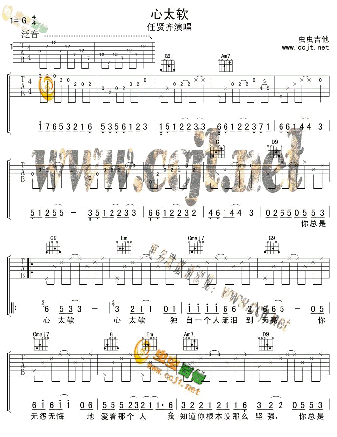 心太软（分解版） 吉他谱 - 第1张