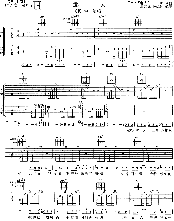 那一天 吉他谱 - 第1张