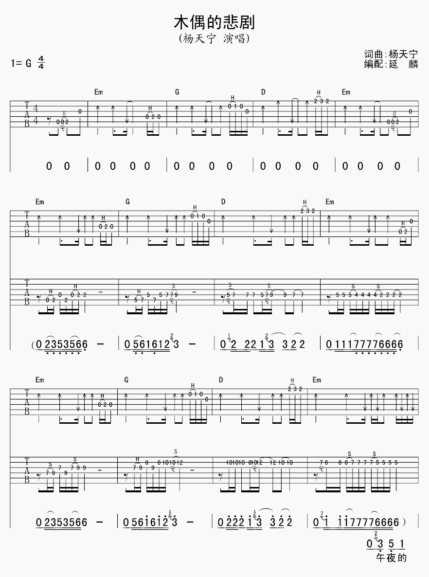 木偶的悲剧 吉他谱 - 第1张