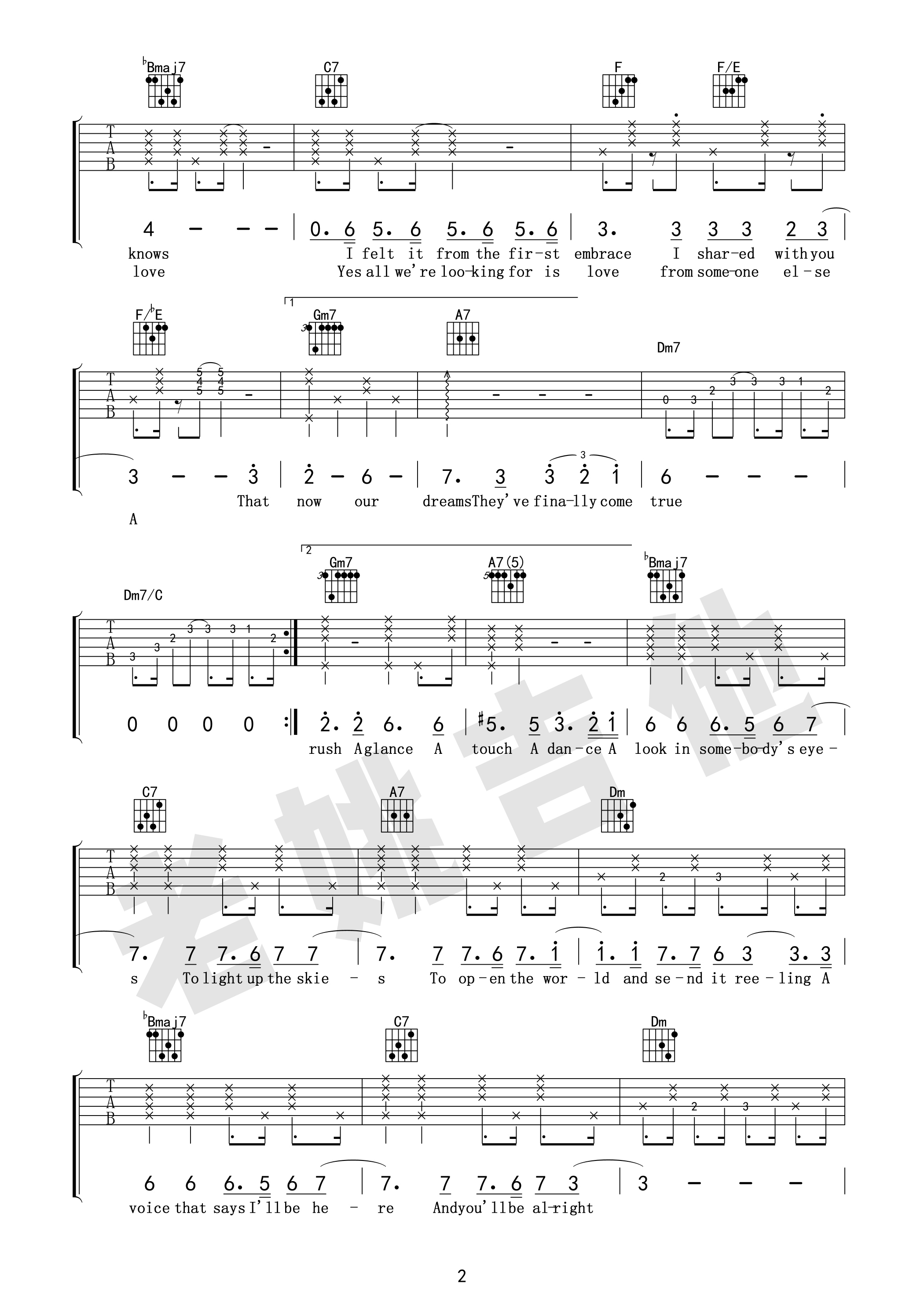 City of Stars吉他谱_爱乐之城主题曲_指弹独奏版吉他谱-看乐谱网